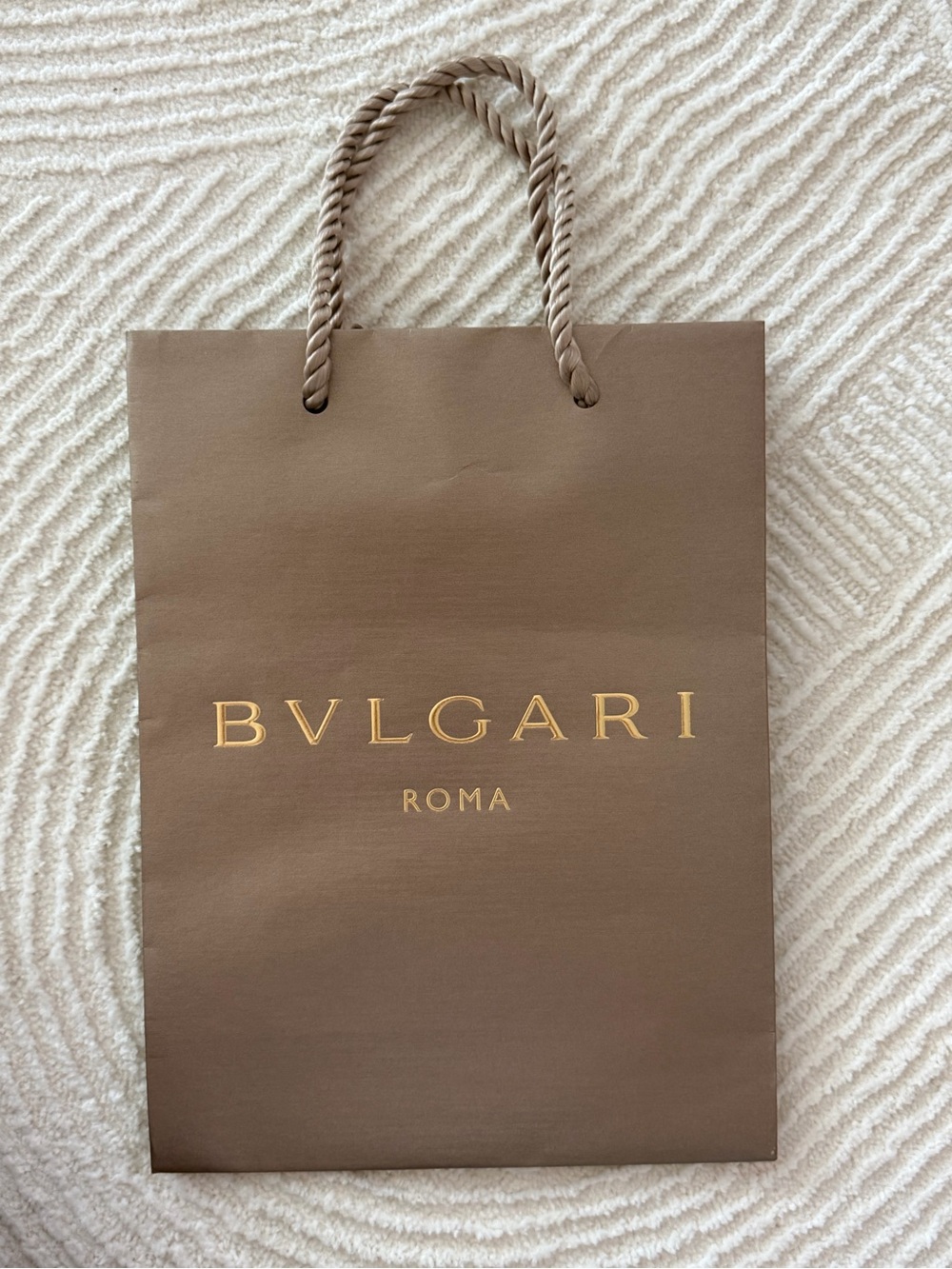 Bulgari Brown Shopping Tote with Gold Logo